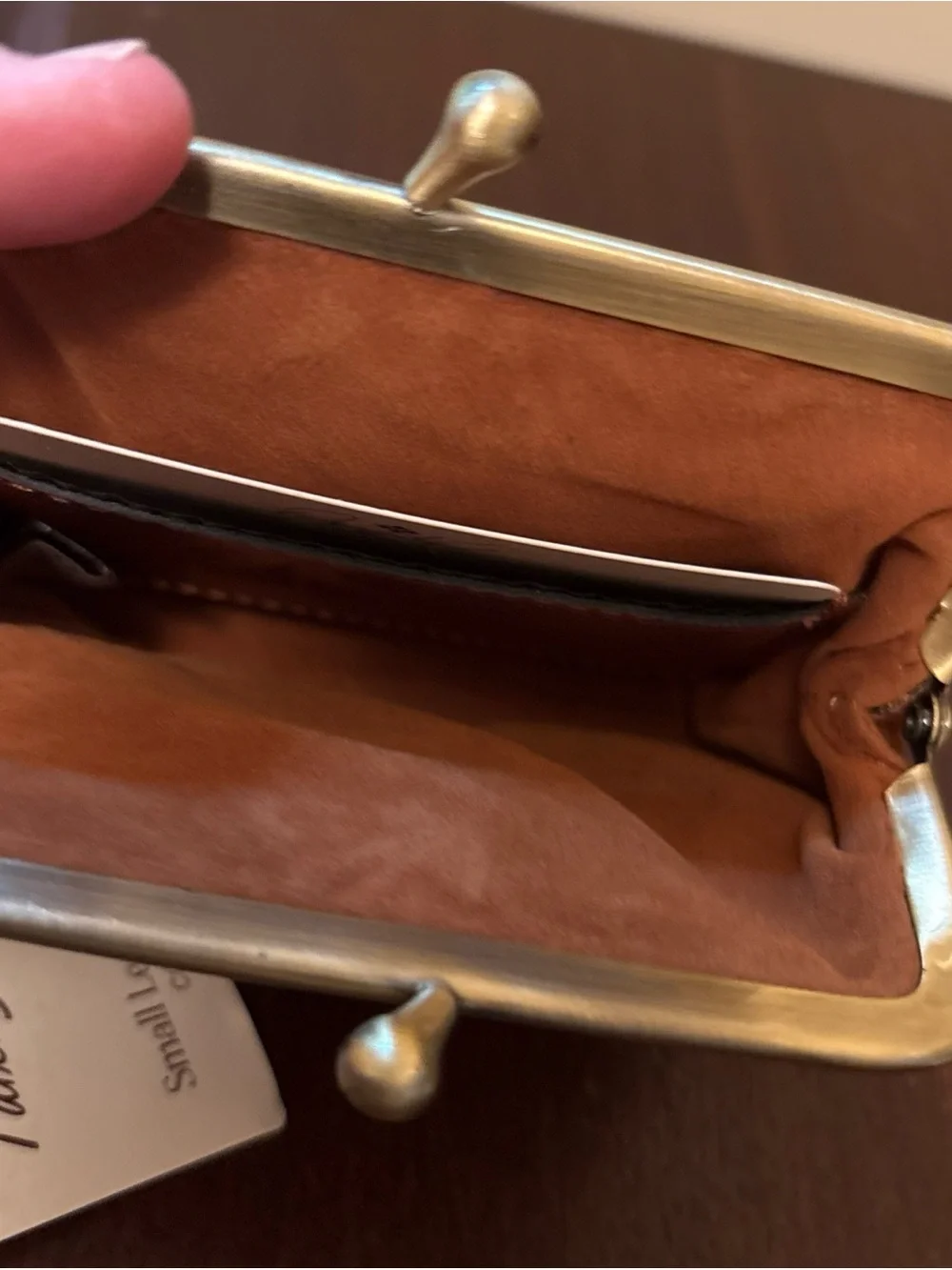 Patricia Nash Tan Floral Embossed Leather Kisslock Coin Wallet with Keyring